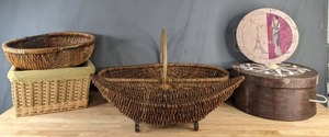 lot 131 image: Beautiful Baskets and Boxes Includes Wicker Baskets and WoodPaper Lidded Containers  B