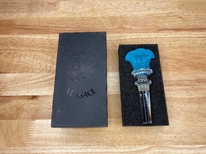 lot 10 image: Versace Rosenthal Medusa Blue Glass Wine Stopper with Box R