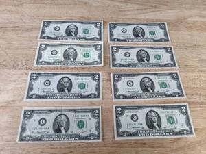 lot 19 image: Collection of (8) Two Dollar Bills   B