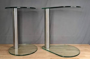 lot 50 image: Two Contemporary GlassMetal Side Tables  K