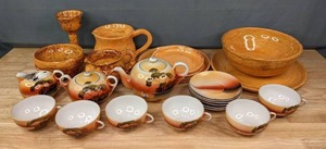lot 232 image: Vintage Takito Lustreware Tea Set and Several Ceramic Pottery Serving Pieces  S