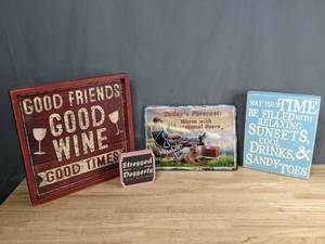 lot 240 image: (4) Decorative Home Decor Quote Signs S
