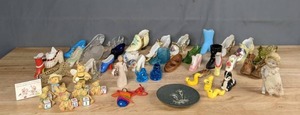 lot 242 image: Assorted Small Figurines and Collectables (Teddy Bears, Glass & Porcelain Shoes, etc), Guatemalan Worry Doll, Willow Tree Angel S