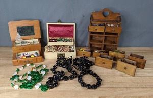 lot 36 image: Large Collection of Fashion and Costume Jewelry with 3 Vintage Jewelry Boxes S