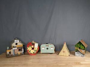 lot 239 image: (5) Decorative Bird Houses S