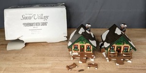 lot 218 image: Department 56, The Original Snow Village Fishermans Nook Cabins Set of 2 S