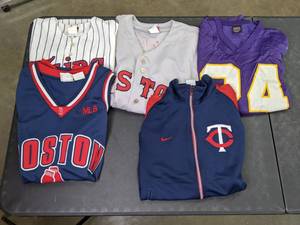 lot 88 image: Sports Jerseys Apparel - MLB Minnesota Twins (Mauer), Boston Red Sox (Beckett), NFL Minnesota Vikings (Griffith) H