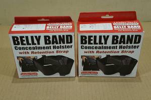 lot 45 image: 2 Belly Band Concealment Holsters with Retention Strap - Small and Medium