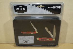 lot 60 image: Buck Knives 382 Trapper & Toothpick Combo in Collectors Tin