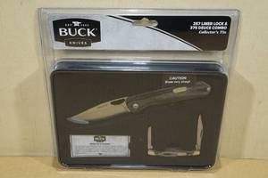lot 61 image: Buck Knives 257 Liner Lock & 375 Deuce Combo in Collectors Tin