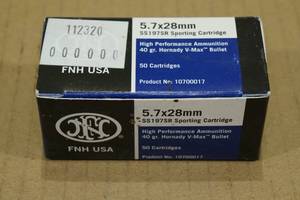lot 108 image: 50 FNH 5.7 x 28mm 40 Gr Hornady V-Max Ammo