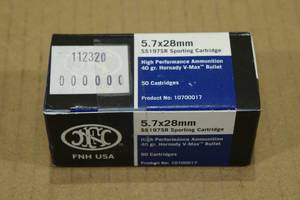lot 109 image: 50 FNH 5.7 x 28mm 40 Gr Hornady V-Max Ammo