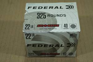 lot 118 image: 325 Federal Automatch .22 LR 40 Gr Solid Ammo