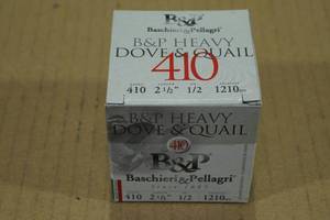 lot 123 image: 25 B&P Dove and Quail .410 Gauge 2-12 8 Shot Shotshells