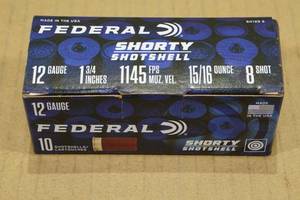 lot 127 image: 10 Federal Shorty 12 Gauge 1-34 8 Shot Shotshells