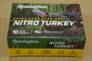 lot 128 image: 10 Remington Nitro Turkey 12 Gauge 3 4 Shot Shotshells