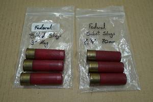 lot 135 image: 6 12 Gauge Slug Shotshells - 3 3 Rifled, 3 2-34 Sabot