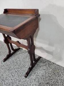 lot 46 image: A Childs Antique School Desk with the original glass lined Inkwell.