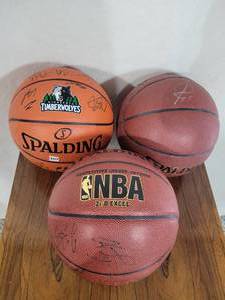 lot 3 image: Lot of 3 Timberwolves signed basket balls. Ricky Rubio and others.