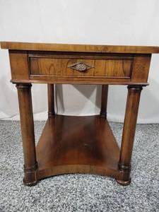 lot 15 image: Side Table  Night Stand with Drawer by Fine Arts Furniture.