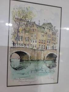 lot 34 image: Framed artwork. Illegible signature.