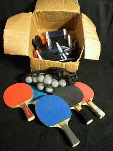 Ping Pong Set - Assortment of Paddles, Balls, Nets and other miscellaneous items