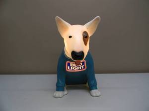lot 1 image: Vintage 1986 Spuds Mackenzie Bud Light Beer Blow Mold Bar Light - NICE - WORKS - GREAT PIECE - APPROX 16tall - 18deep - SEE PICTURES
