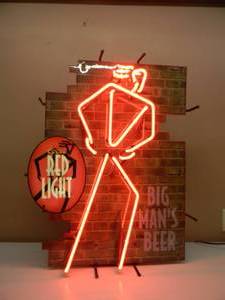 lot 2 image: VINTAGE COORS RED LIGHT BIG MANS BEER NEON LIGHT - NICE - WORKS - AWESOME LIGHT - APPROX 24 By 32 - SEE PICTURES