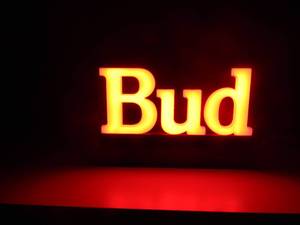 lot 7 image: Vintage 1991 Bud Beer Light Up Sign - WORKS - BRIGHT RED - AWESOME PIECE - SEE PICTURES