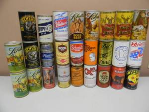 lot 33 image: VINTAGE COLLECTIBLE BEER CAN SET - Schells, Hamms, Grain Belt, Peoples AND MANY MORE - AWESOME SET - SEE PICTURES