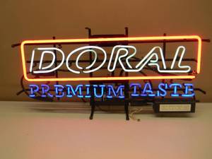 lot 41 image: VINTAGE DORAL PREMIUM TASTE NEON LIGHT - NICE - WORKS - GREAT PIECE - APPROX 30 By 16 - SEE PICTURES