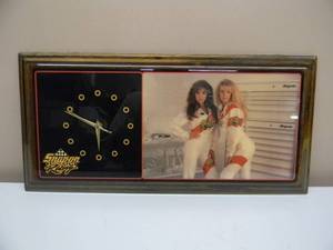 lot 49 image: VINTAGE Snap-on Racing Wood Epoxy Wall Clock - NICE - AWESOME PIECE - APPROX 23 By 12 - SEE PICTURES