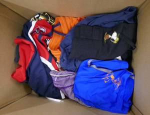 lot 25 image: 65 pieces of new clothing, mostly kids, 8-16, lots of shorts