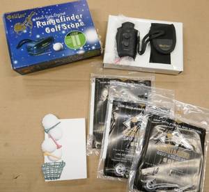 lot 151 image: Rangefinder golf scope and 3 Gorilla Gold grip enhancer