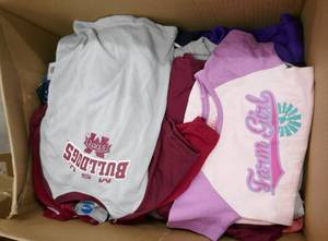 lot 158 image: Box of 80 pieces of clothes mostly kids sizes