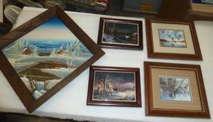 lot 164 image: Group of wildlife pictures and Terry Redlin ceramic tiles