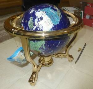 lot 246 image: 13 inch Gemstone inlaid globe