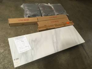 lot 15 image: Acme Furniture Necalli 1 -Piece Rectangle Marble Top Counter Height Set, open Box, Review all pictures