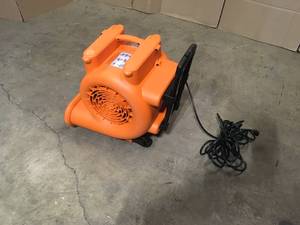 lot 25 image: RIDGID 1625 CFM 3-Speed Portable Blower Fan Air Mover with Collapsible Handle and Rear Wheels for Water Damage Restoration, Open Box, Review all pictures