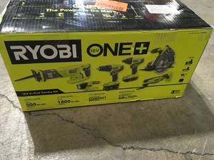 lot 34 image: RYOBI P884 18-Volt ONE Lithium-Ion Combo Kit (6-Tools), Customer return, Review all pictures