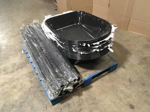 lot 13 image: Husky 6 cu. ft. Steel Tray for Wheelbarrow Garden Planting Landscaping Lifting Tool Open Box, Review all pictures