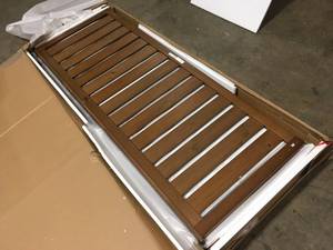 lot 23 image: StyleWell Gatestone Walnut Finish King Bed with Vertical Slats (77.17 in. W x 48 in. H) Open Box Review all pictures