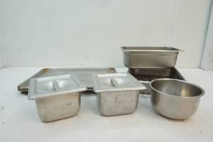 lot 108 image: stainless steel warmer pans
