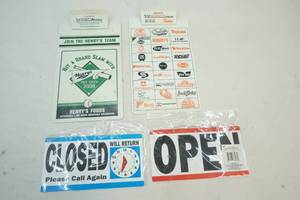 lot 117 image: clip boards, closed open signs