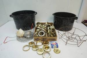 lot 129 image: enamel canners, canning ring