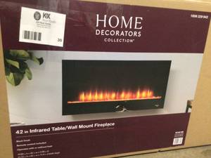 Home Decorators Collection 42 in. Wall Mount Electric Fireplace in Black open box customer return