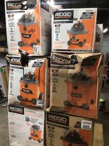 Pallet with assorted Ridgid Shop Vacs various models and conditions review pictures  Customer Returns