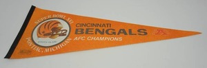 Vintage BannerFlagPennant Cincinnati Bengals AFC Champions Jan. 24, 1982
