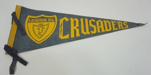 Vintage BannerFlagPennant Cathedral H.S. Crusaders