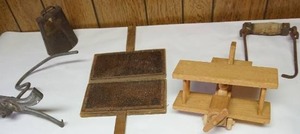 Antique Cow Bell, Wool Brush Etc.